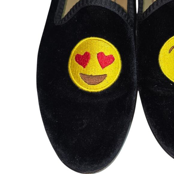 Del Toro Emoji Velvet Loafers Flats Shoes Black Italy smoking slippers SIZE 8.5 - Picture 7 of 12